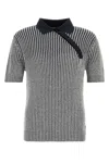 Fendi Polo In Misto Viscosa Stretch Ricamata  Uomo In Blue