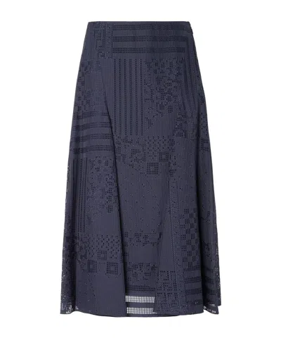 Fendi Blue Silk And Viscose Burnout Skirt