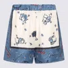 Fendi Blue Silk Shorts In Perfect