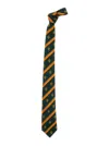 Fendi Blue Silk Tie With All-over  Crest Motif And All-over Striped Motif In Silk Man In Multicolor