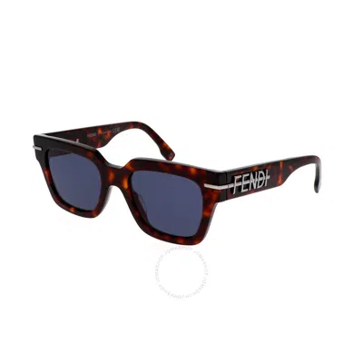 Fendi Blue Square Men's Sunglasses Fe40078i 53v 51 In Black