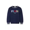 Fendi Blue Sweater For Kids With Logo In Blue