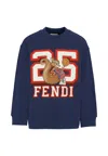 Fendi Blue Sweatshirt For Kids With Squirrel In Blue
