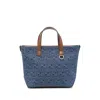 Fendi Denim Effect Ff Jacquard Small Shopping Bag In Blue