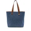 Fendi Men Blue Shopper With Long Handles And All Over Ff Motif In Cotton Man In Blue