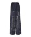Fendi High Waist Wide Leg Trousers In Sheer Patterned Fabric In Blue