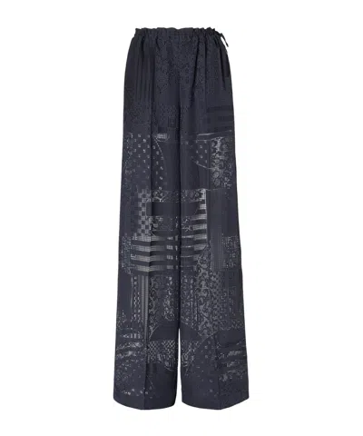 FENDI FENDI PATCHWORK MOTIF WIDE-LEG DRAWSTRING PANTS
