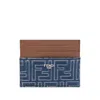 Fendi Denim Card Holder In Blue
