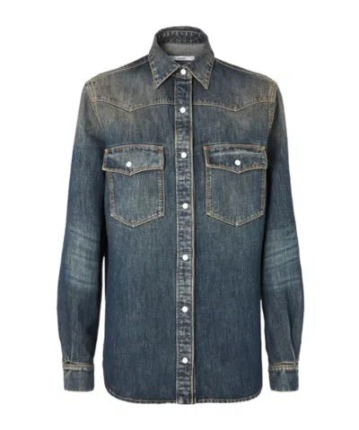 Fendi Blue Washed Denim Shirt