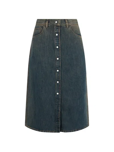 Fendi Blue Washed Denim Skirt