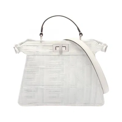 Pre-owned Fendi Blue White Denim Leather Handbag () In Multi