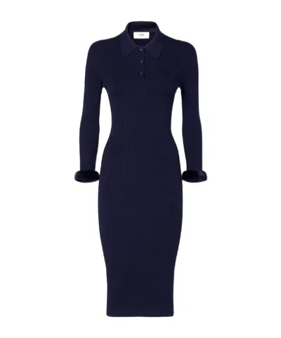 Fendi Blue Wool And Silk Dress