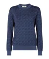Fendi Blue Wool And Silk Ff Jumper In Blue