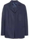 Fendi Dark Blue Wool Canvas Blazer In Gray
