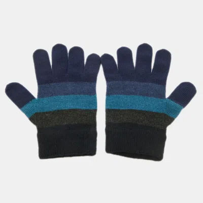 Pre-owned Fendi Blue Wool Blend Gloves One Size