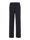Fendi Night Blue Virgin Wool Trousers In Azul