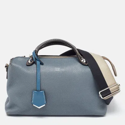 Pre-owned Fendi Blue/beige Leather Medium By The Way Bag