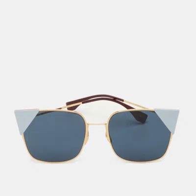 Pre-owned Fendi Blue/gold Tone Ff0191s Cat Eye Sunglasses