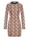 Fendi Optical Archive Print Long Sleeve Crewneck Knit Mini Dress Dresses Multicolor In Multi