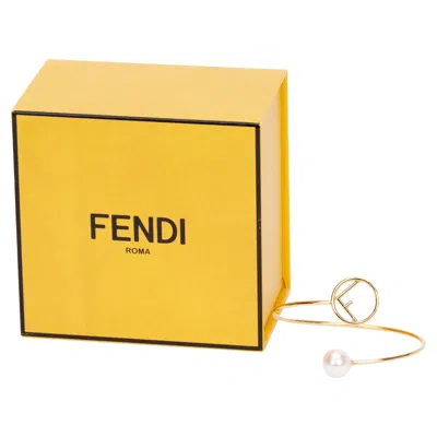Pre-owned Fendi Bnib Gold Tone Pearl Bracelet In Multi