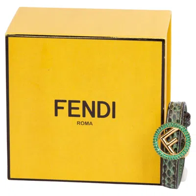 Pre-owned Fendi Bnib Snake Pattern Bracelet Green
