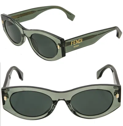 Pre-owned Fendi Bold Roma 40125 Crystal Green Fashion Oval Sunglasses Fe40125i Authentic