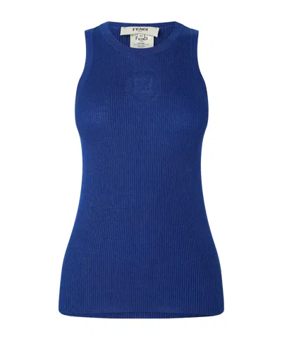 Fendi Bollo Rib Tank Top In Blue