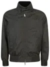 Fendi Men Black Jacket With High Neck And All-over Ff Motif In Tech Fabric Man