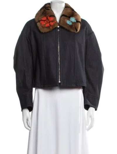Pre-owned Fendi Bomber Jacket In Blue