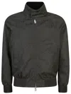 Fendi Men Black Jacket With High Neck And All-over Ff Motif In Tech Fabric Man In Gray