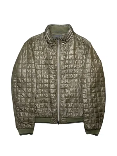 Fendi Bomberthin Techno Grigio Quilted Bomber Jacket In Green
