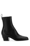 Fendi Black Leather Ankle Boots In Black