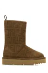 Fendi Caramel Suede Apres Chic Ankle Boots In Beige O Tan
