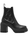 Fendi Women Domino Leather Boots In Black