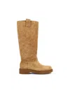 Fendi 35mm Tubular Ff Logo Suede Boots In Brown