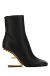 Fendi Lambskin Metallic F-heel Ankle Booties