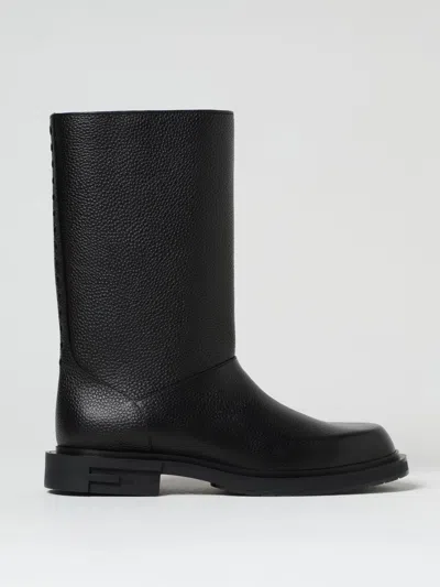 Fendi Leather Frame Boots Men In Black