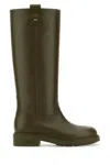 Fendi Army Green Leather Filo Boots In Green