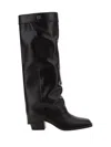 Fendi Black Leather Boots In Mosto
