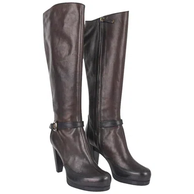 Pre-owned Fendi Boots Platform Knee High Dark Brown 39.5 / 9.5