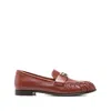 Fendi Curled Metal Detail Baguette Loafers In Burgundy