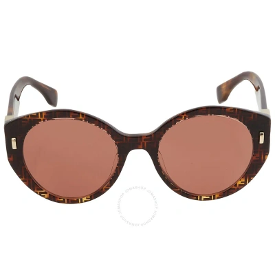 Fendi Bordeaux Oval Ladies Sunglasses Fe40037u 55s 55