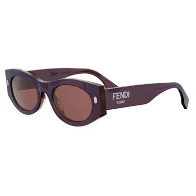 Fendi Bordeaux Oval Ladies Sunglasses Fe40125f 68s 53 In Brown