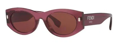 Fendi Bordeaux Oval Ladies Sunglasses Fe40125i 68s 52 In Burgundy