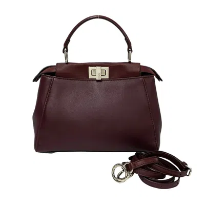 Pre-owned Fendi Bordeaux Wine Leather Handbag Shoulder Bag ()