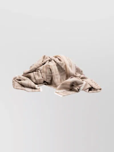 Fendi Border Fringe Jacquard Monogram Oversized Scarf In Multicolor