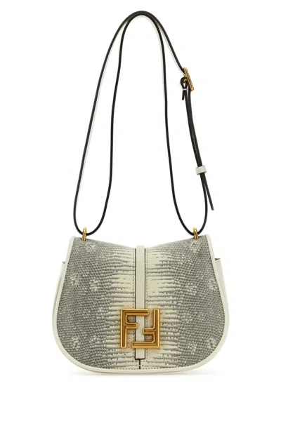 Fendi Women White Leather Mini C Mon Crossbody Bag In Silver