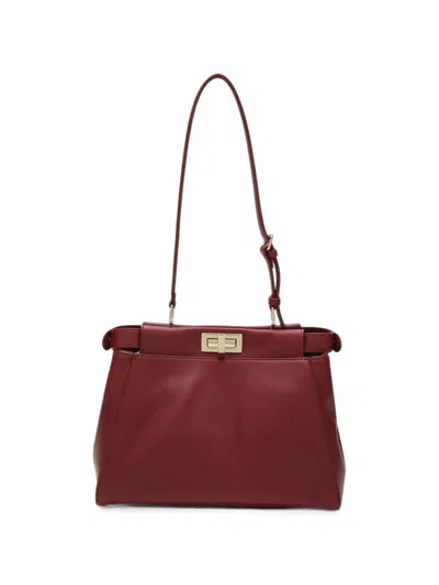 Fendi Small My Peekaboo Leather Shoulder Bag In Red