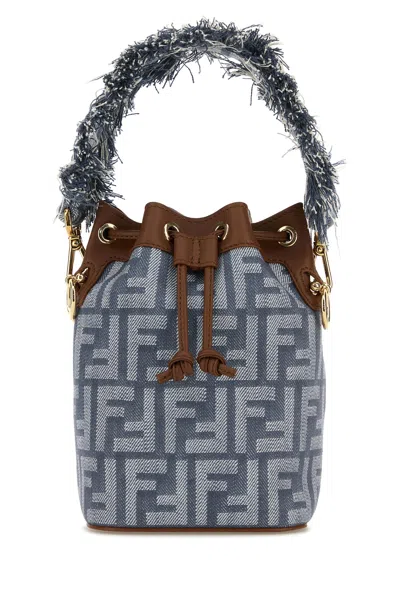 Fendi Borsa A Secchiello Mon Tresor In Denim Ricamato Donna
