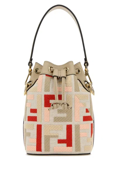 Fendi Borsa A Secchiello Mon Tresor In Tela Ricamata Donna